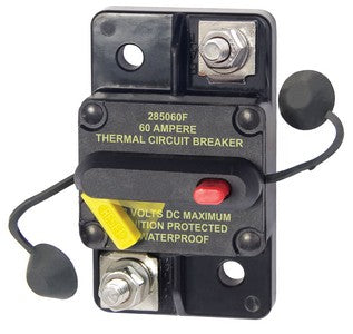 BLUE SEA DC thermal surface mount circuit breaker 60A. 24V DC max voltage. Trip-free. Sold each.